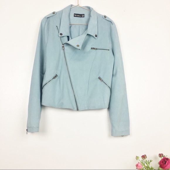 by corpus Jackets & Blazers - By corpus faux suede powder blue Moto jacket